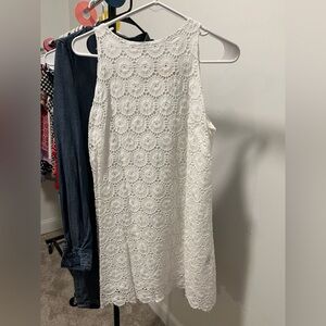 Ruby Rd brand white eyelet fitted mini sundress